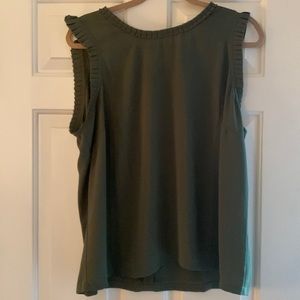 J.Crew green sleeveless blouse with ruffle details size 16